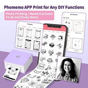 Phomemo Pocket Printer - M02 Mini Bluetooth Wireless Sticker Printer, Compatible with iOS & Android, Thermal Mobile Printer for Fun, memo, to-do List, Work Notes, DIY Journal, Purple