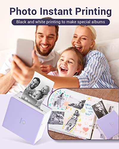 Phomemo Pocket Printer - M02 Mini Bluetooth Wireless Sticker Printer, Compatible with iOS & Android, Thermal Mobile Printer for Fun, memo, to-do List, Work Notes, DIY Journal, Purple