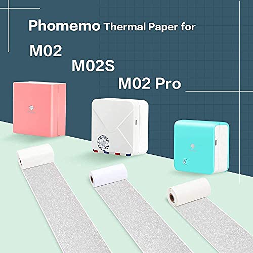 Phomemo M02 Pro Pocket Printer - with 3 Rolls Transparent White Paper， Compatible with iOS + Android for Plan Journal, Study Notes, Art Creation, Work, Gift