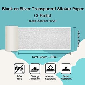 Phomemo M02 Pro Pocket Printer - with 3 Rolls Transparent White Paper， Compatible with iOS + Android for Plan Journal, Study Notes, Art Creation, Work, Gift