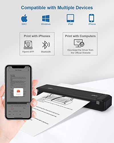 POLONO Portable Printer, MT800 2.0 Wireless Bluetooth Thermal Printer, Support 8.5" X 11" US Letter, Compatible with Android and iOS Thermal Ribbon Support MT800 (216mm) Portable Thermal Printer