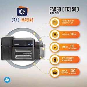 Fargo DTC1500 Dual Side ID Card Printer & Supplies Bundle with Card Imaging Software 51405