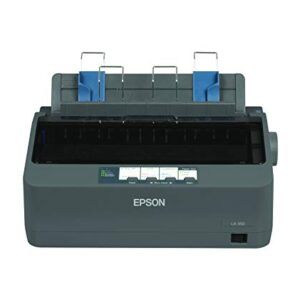 Epson LX-350 Dot matrix printer, 9 pins, 80 column, original + 4 copies, 347 cps HSD (10 cpi), Epson ESC/P - IBM 2380+ emulation, 3 fonts, 8 BarCode fonts, 3 paper paths, single and continous sheet, paper park, USB, Parallel and Serial I/F - BEING RE