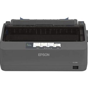 Epson LX-350 Dot matrix printer, 9 pins, 80 column, original + 4 copies, 347 cps HSD (10 cpi), Epson ESC/P - IBM 2380+ emulation, 3 fonts, 8 BarCode fonts, 3 paper paths, single and continous sheet, paper park, USB, Parallel and Serial I/F - BEING RE