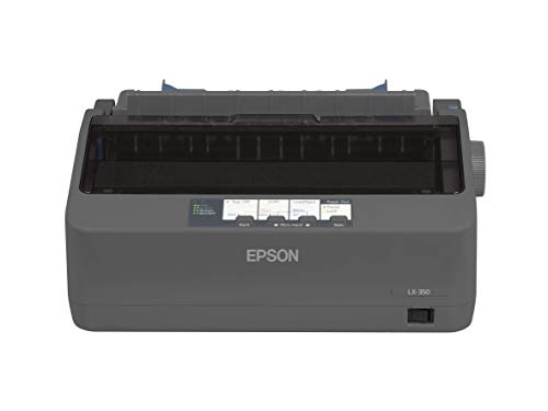 Epson LX-350 Dot matrix printer, 9 pins, 80 column, original + 4 copies, 347 cps HSD (10 cpi), Epson ESC/P - IBM 2380+ emulation, 3 fonts, 8 BarCode fonts, 3 paper paths, single and continous sheet, paper park, USB, Parallel and Serial I/F - BEING RE