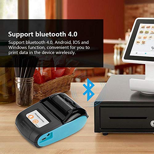 Wendry 58mm Mini Thermal Printer, Wireless Portable Bluetooth POS Receipt Printer, Mobile Thermal Printer Support Android/iOS, Bill Receipt Printer for Restaurant Sales Retail Small Business