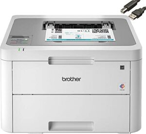 brother hl-l3210cw compact digital color printer providing laser printer quality results, 250-sheet paper tray, built-in wireless, 600 x 2400dpi, works with alexa, bundle with 82 days printer cable