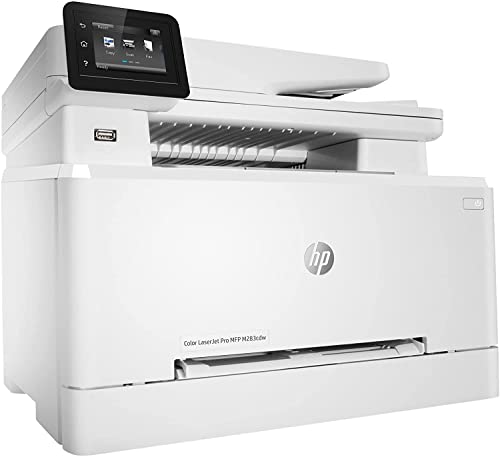 HP Color Laser Jet Pro M283cdw-F Wireless All-in-One Laser Printer, Print Scan Copy Fax, 600x600DPI, 260-Sheet, 22ppm, White, Auto 2-Sided Printing, Remote Mobile Print, Durlyfish USB Printer Cable