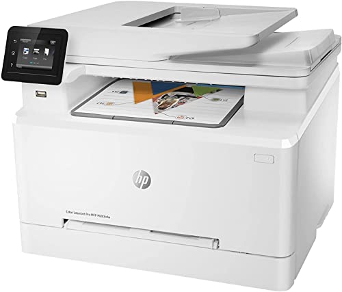 HP Color Laser Jet Pro M283cdw-F Wireless All-in-One Laser Printer, Print Scan Copy Fax, 600x600DPI, 260-Sheet, 22ppm, White, Auto 2-Sided Printing, Remote Mobile Print, Durlyfish USB Printer Cable