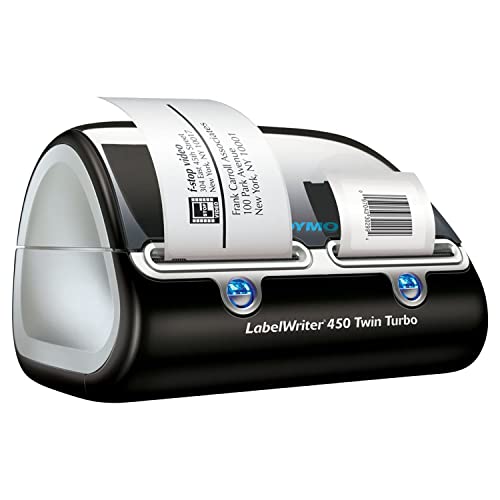 DYMO LabelWriter 450 Twin Turbo Direct Thermal Label Printer, Black - USB Connectivity - Print up to 71 Labels Per Minute, 300 x 600 dpi, 2.20" Print Width Monochrome Barcode Label Maker, BROAGE