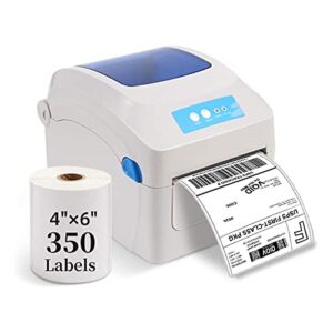 Shipping Label Printer, Barcode Thermal Direct Printer for Amazon Ebay PayPal Etsy Shopify Shipstation Stamps.com Ups USPS FedEx DHL, 4x6 inch with 350 Labels Not for Mac