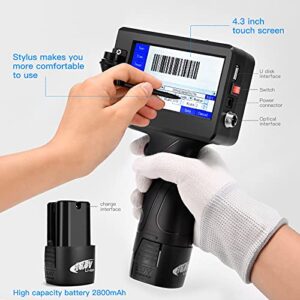 TooTwo Handheld Printer, Portable Labeler 4.3 Inch Inkjet Printer Gun with Touch Screen for Code Date Label