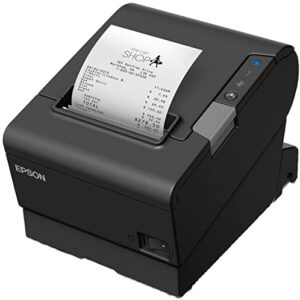 epson c31ce94a9931 epson, tm-t88vi, thermal receipt printer, epson black, ethernet, powered usb and serial interfaces, ps-180 power supply and ac cable