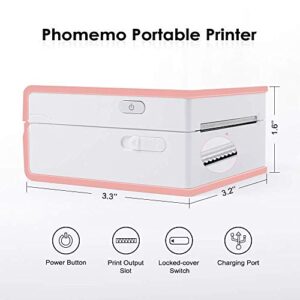 Phomemo M02 Mini Printer- Bluetooth Thermal Photo Printer with 3 Rolls Colorful Sticker Paper, Compatible with iOS + Android for Plan Journal, Study Notes, Art Creation, Work, Gift