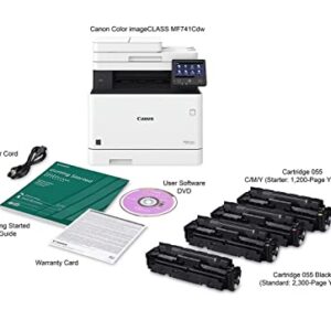 Canon imageCLASS Series Wireless Color All-in-One Laser Printer, Multifunction, Up to 28 ISO ppm, Mobile-Ready, Duplex Compatible with Alexa, Bundle JAWFOAL Printer Cable White