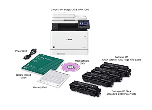 Canon imageCLASS Series Wireless Color All-in-One Laser Printer, Multifunction, Up to 28 ISO ppm, Mobile-Ready, Duplex Compatible with Alexa, Bundle JAWFOAL Printer Cable White