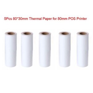 OTGO 5PCS 80mm Thermal Receipt Paper Roll for Mobile POS Thermal Printer New 80x30mm