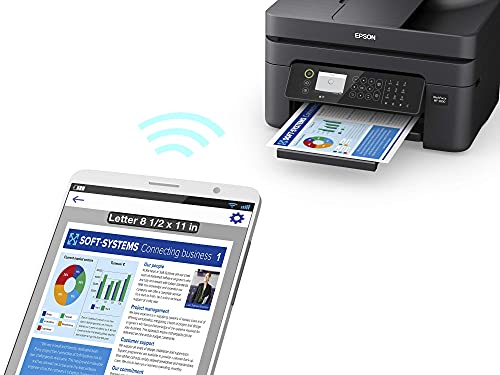 Epson Premium Workforce WF 28 Series All-in-One Color Inkjet Printer I Print Copy Scan Fax I Wireless I Mobile Printing I Auto 2-Sided Printing I 2.4" LCD I Up to 30-Sheet ADF (Renewed)