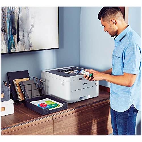 Brother HL-L3210CW Compact Digital Color Wireless Laser Printer, Print Only for Home Business Office Use, 2400x600 dpi, 19ppm, 250-Sheet Capacity, Wi-Fi, USB, with Lanbertent Printer Cable