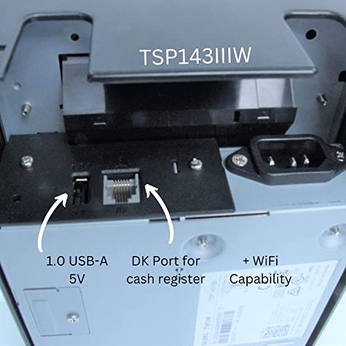 Star Micronics TSP143IIIW Wi-Fi (WLAN) TSP100 Series Thermal Receipt Printer with Wireless Access Point - USB, WiFi Connectivity, 203 dpi, Auto-Cutter, Gray - YKGAV