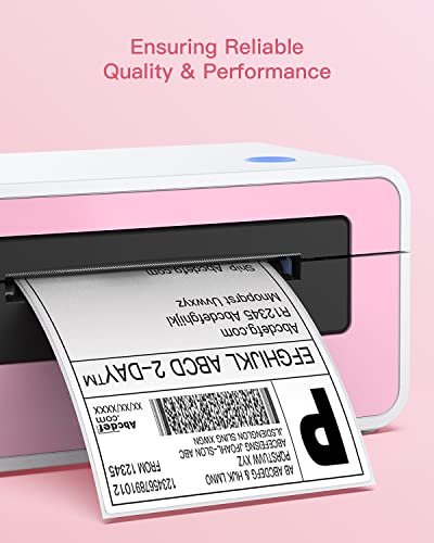 POLONO Shipping Label Printer Pink, 4x6 Thermal Label Printer for Shipping Packages, Commercial Direct Thermal Label Maker, 2" Pink Circle Direct Thermal Labels (750 Labels c