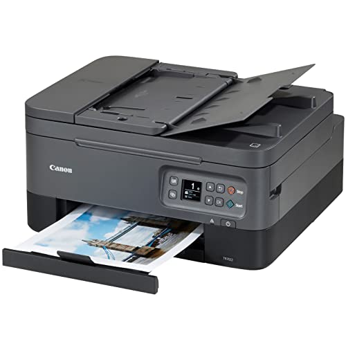 Canon PIXMA TR70 22 All-in-One Wireless Bluetooth Color Inkjet Printer, Black - Print Copy Scan - 1.44" OLED, 13 ipm, 4800x1200 dpi, 8.5x14, Auto 2-Sided Printing, 35-Sheet ADF, BROAGE Printer Cable