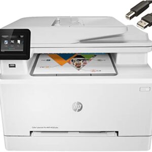 HP Color Laserjet Pro M283cdwA Wireless All-in-One Laser Printer, Print Scan Copy Fax, Auto 2-Sided Printing, Remote Mobile Print, 22ppm, 260-Sheet, 256MB, White - Bundle with JAWFOAL Printer Cable