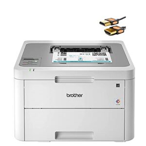 brother hl-l32 10cw series compact wireless digital color laser printer – mobile printing – up to 19 pages/min – up to 250-sheet/tray – up to 2400 x 600 dpi – mono display + hdmi cable