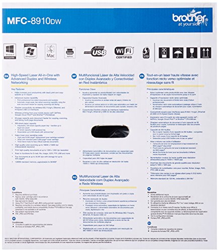 Brother Printer MFC8910DW Wireless Monochrome Printer with Scanner, Copier and Fax, Amazon Dash Replenishment Ready