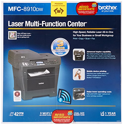 Brother Printer MFC8910DW Wireless Monochrome Printer with Scanner, Copier and Fax, Amazon Dash Replenishment Ready