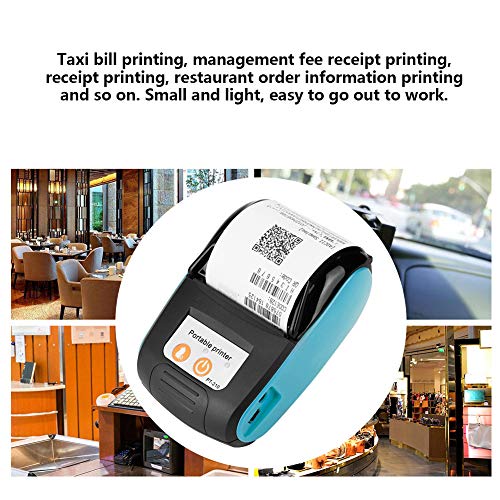 Tangxi Thermal Printer, PT - 210 Wireless Portable Receipt Printer DC 9V / 2A Bluetooth Thermal Bill Printer 203DPI Interface Power Jack Mini USB Support Bluetooth 4.0, Android, iOS and Windows(Blue)