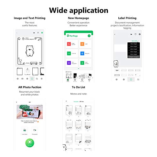 PeriPage Mini Portable Paper Photo Pocket Thermal Printer 58 mm Printing Wireless Bluetooth Android iOS Printers (White)