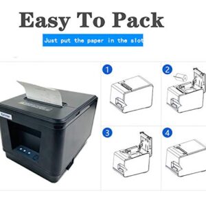 80MM POS Thermal Receipt Printer Compatible 80mm Thermal Paper Rolls sec High- Pos Printer with Auto Cutter ESC/POS Command Support Windows Mac Pos System(Black)(USB)