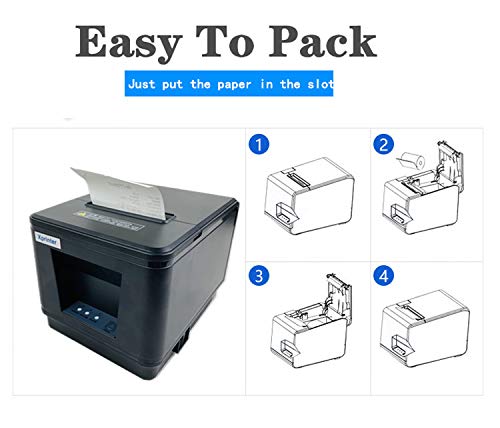 80MM POS Thermal Receipt Printer Compatible 80mm Thermal Paper Rolls sec High- Pos Printer with Auto Cutter ESC/POS Command Support Windows Mac Pos System(Black)(USB)