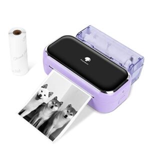 phomemo m03 mini printer, bluetooth thermal printer mobile portable printer for smartphones, compatible with 53mm/80mm thermal paper, great for memo,photo & notes, purple