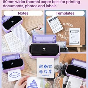 Phomemo M03 Mini Printer, Bluetooth Thermal Printer Mobile Portable Printer for Smartphones, Compatible with 53mm/80mm Thermal Paper, Great for memo,Photo & Notes, Purple