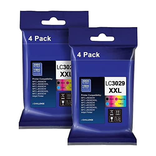 LC3029 8 Pack Compatible Ink Cartridge Replacement for Brother XXL LC3029XXL LC3029BK LC 3029 Compatible with MFC-J5830DW MFC-J5830DWXL MFC-J5930DW MFC-J6535DW MFC-J6535DWXL MFC-J6935DW