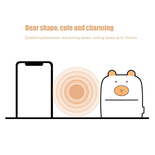 Mini Photo Printer, Cute Bear Shape Wireless Photo Printer, Portable Printer for Smartphones, Compatible with OX S, Android & Bluetooth Devices, Pocket-Size, 57 x 30mm Printing Paper