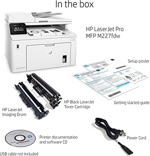 HP Laserjet Pro MFP M22 7fdw Monochrome Wireless All-in-One Laser Printer, Copy & Scan & Fax, 2.7" Color Touchscreen Display, 1200x1200 dpi, 30 ppm, Duplex & Mobile Printing, PCS USB Printer Cable