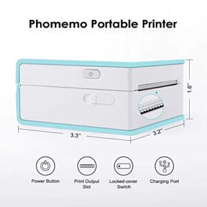 Phomemo M02 Pocket Printer- Mini Bluetooth Thermal Printer with 3 Rolls White Sticker Paper, Compatible with iOS + Android for Learning Assistance, Study Notes, Journal, Fun, Work