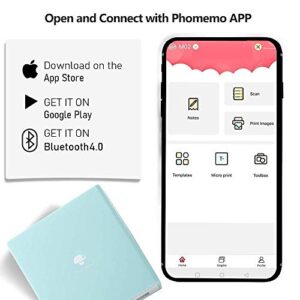 Phomemo M02 Pocket Printer- Mini Bluetooth Thermal Printer with 3 Rolls White Sticker Paper, Compatible with iOS + Android for Learning Assistance, Study Notes, Journal, Fun, Work