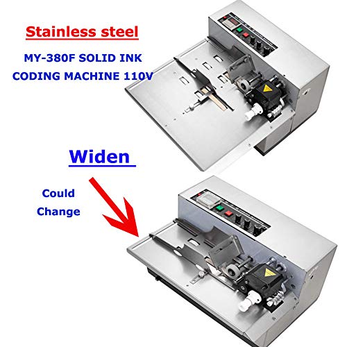 INTSUPERMAI Solid-Ink Coding Continuous Printing Machine Wheel Label Coding Date Paper Printer (Stainless Steel Widen)