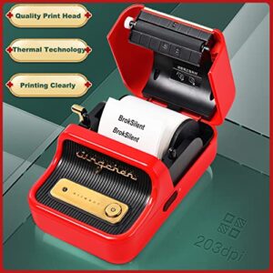 BrokSilent Label Maker Machine B21, Mini Desktop Label Printers, Wireless Portable Bluetooth Thermal Barcode Label Printer with Tape for Phone (Red)