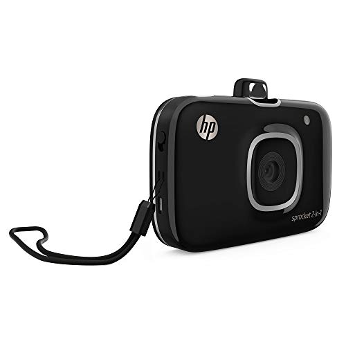 HP 5MS96A Sprocket 2-in-1 Portable Photo Printer & Instant Camera Bundle with 8GB Micro SD Card and Zink Photo Paper, Black (Pack of 3)