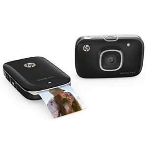 HP 5MS96A Sprocket 2-in-1 Portable Photo Printer & Instant Camera Bundle with 8GB Micro SD Card and Zink Photo Paper, Black (Pack of 3)