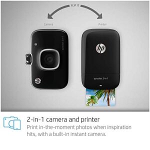 HP 5MS96A Sprocket 2-in-1 Portable Photo Printer & Instant Camera Bundle with 8GB Micro SD Card and Zink Photo Paper, Black (Pack of 3)