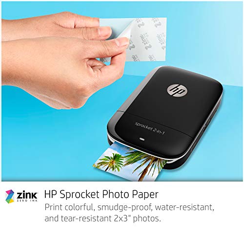 HP 5MS96A Sprocket 2-in-1 Portable Photo Printer & Instant Camera Bundle with 8GB Micro SD Card and Zink Photo Paper, Black (Pack of 3)