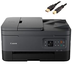 canon pixma tr70 series all-in-one color inkjet printer for home office, print copy scan, 13ipm, 4800 x 1200dpi, 1.44″ oled display, wireless, with mtc printer cable