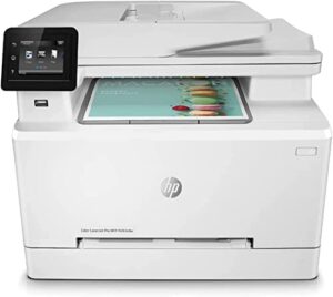 hp laserjet pro mfp m283cdw wireless color all-in-one laser printer, print&copy&scan&fax, up to 22 ppm, 600×600 dpi, 2.7″ color touchscreen, work with alexa (7kw73a), with lanbertent printer cable