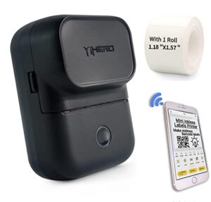 yihero yp10 mini label printer thermal bluetooth portable label maker-compatible with android & ios, multifunction for business clothing mailing office home